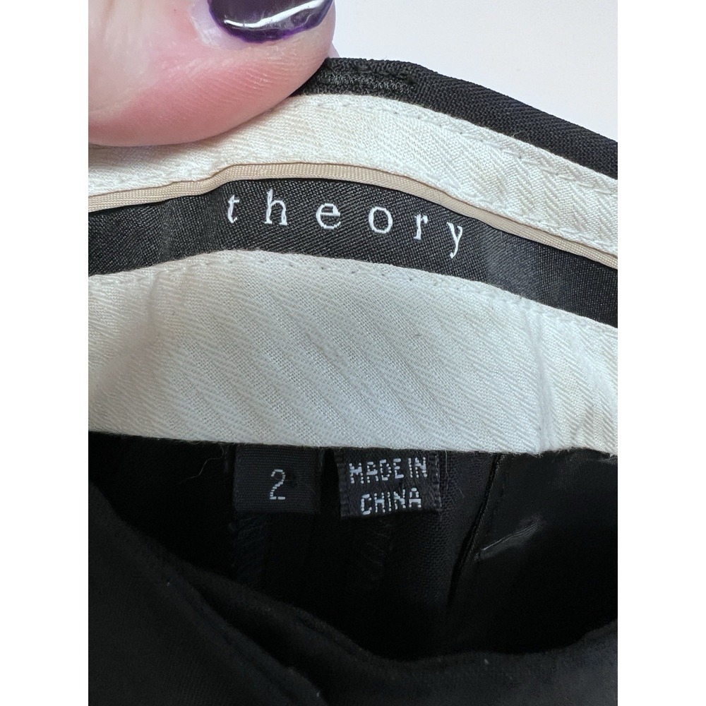 Theory Emery Tailor Womens Trousers Wide Leg Pants Sz 2 Wool Blend Preppy - Picture 5 of 13